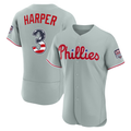 Odoa PH.Phillies #3 Bryce Harper Gray USA 250 Fourth of July Road Authentic Jersey