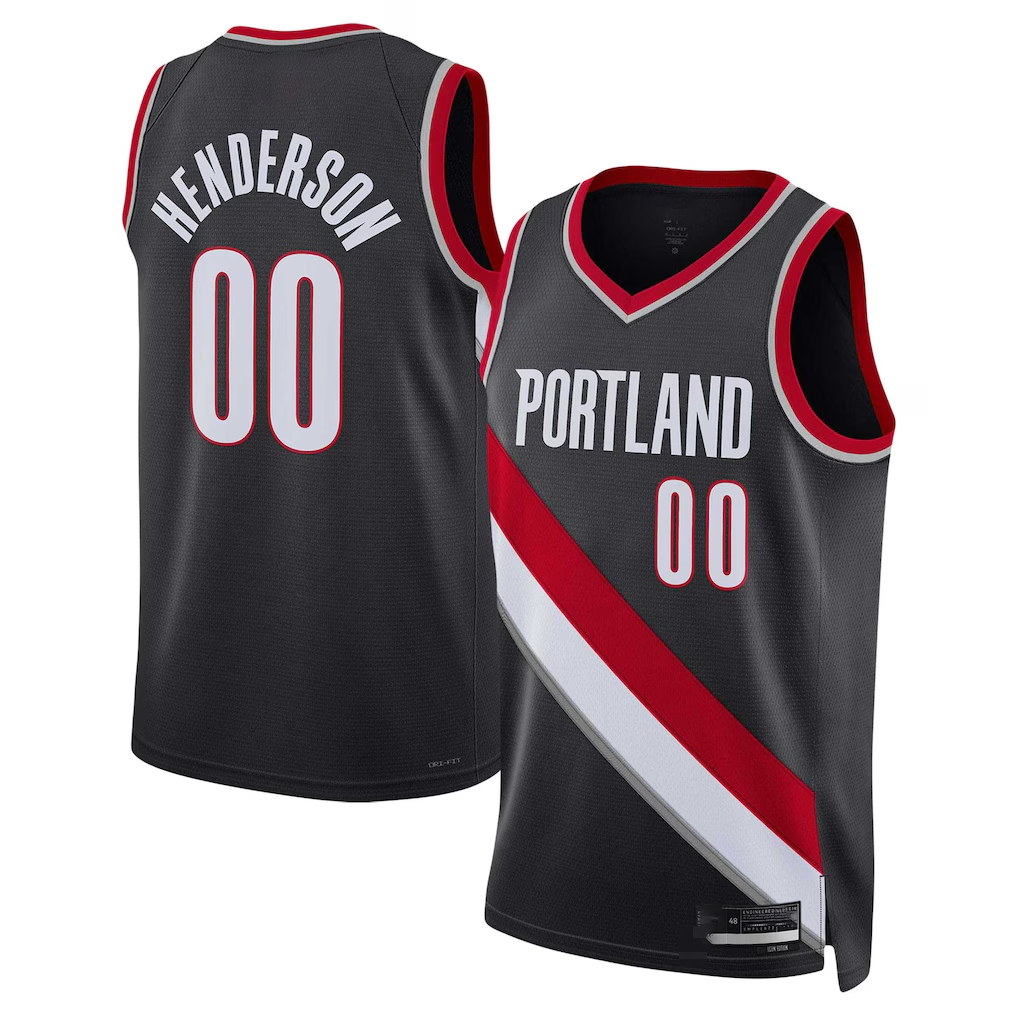 Odoa PT.Blazers #00 Scoot Henderson Black 2023 Draft Swingman Stitched Jerseys - Icon Edition