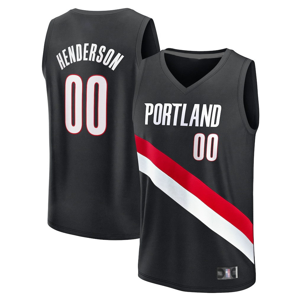 Odoa PT.Blazers #00 Scoot Henderson Black Fast Break Replica Stitched Jerseys - Icon Edition
