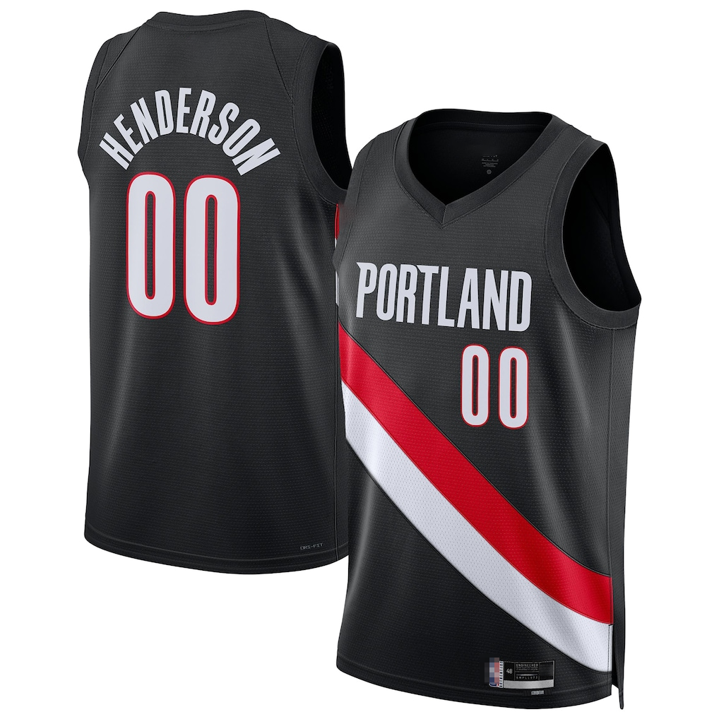 Odoa PT.Blazers #00 Scoot Henderson Black Swingman Stitched Jerseys - Icon Edition