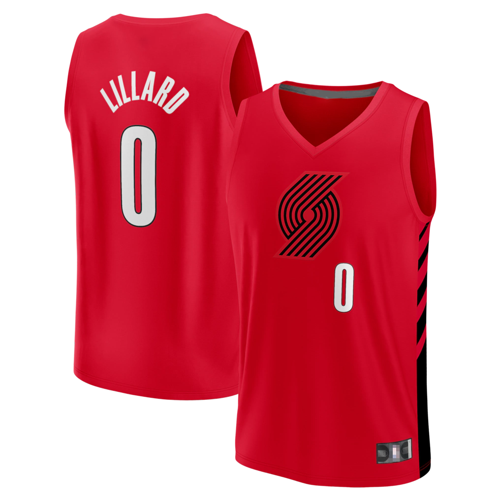 Odoa PT.Blazers #0 Damian Lillard Red Fast Break Replica Stitched Jerseys - Statement Edition