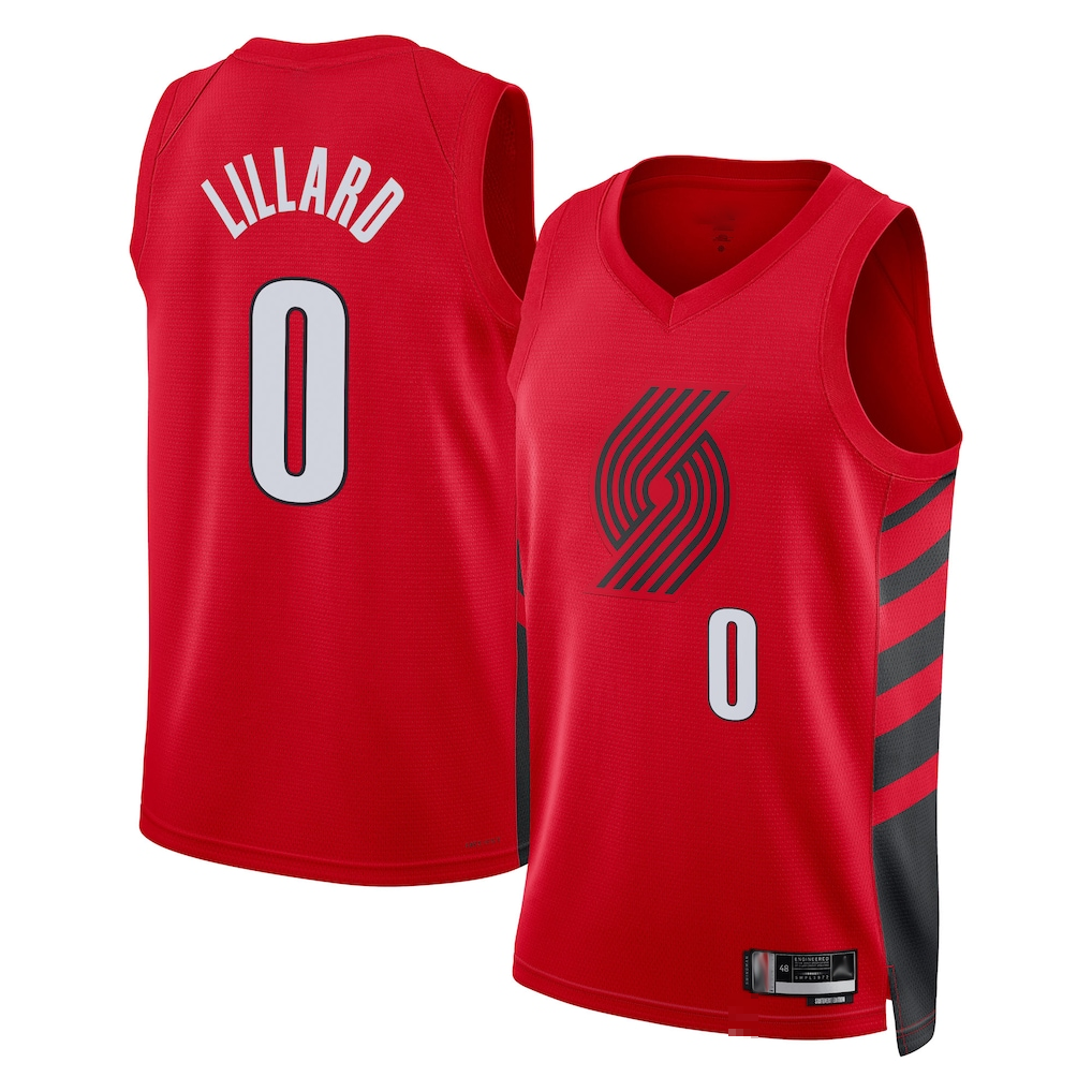 Odoa PT.Blazers #0 Damian Lillard Red Swingman Stitched Jerseys - Statement Edition