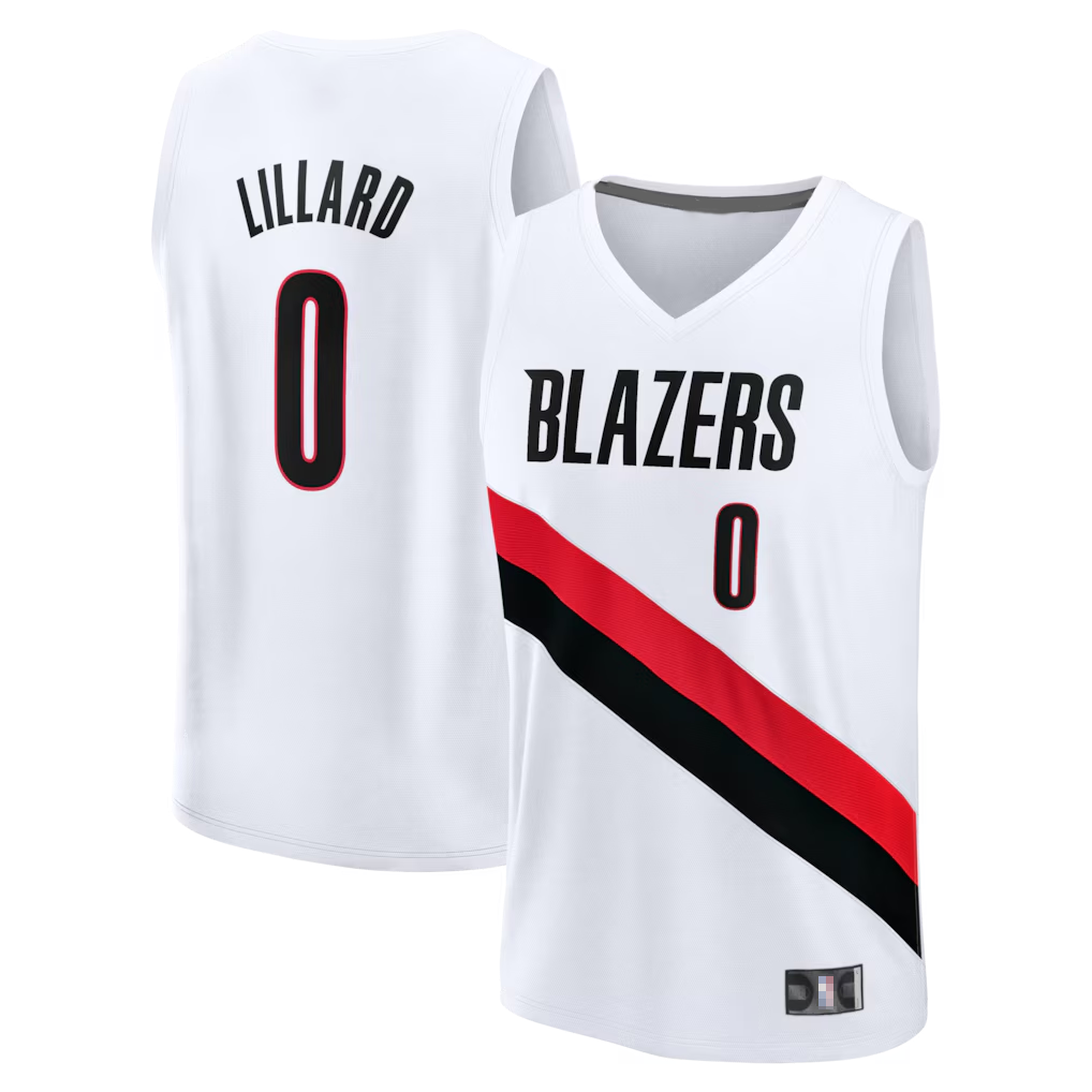 Odoa PT.Blazers #0 Damian Lillard White Fast Break Replica Player Stitched Jerseys - Association Edition