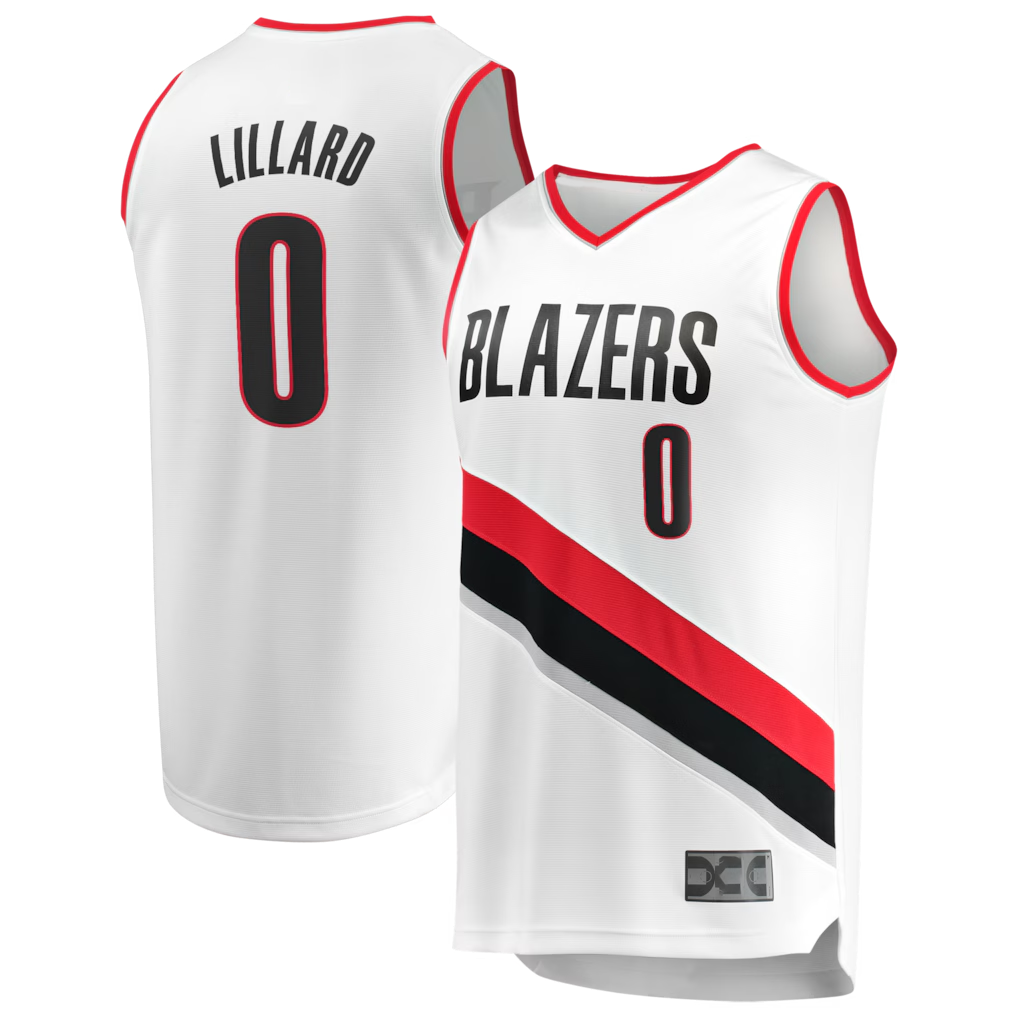 Odoa PT.Blazers #0 Damian Lillard White Fast Break Replica Stitched Jerseys - Association Edition