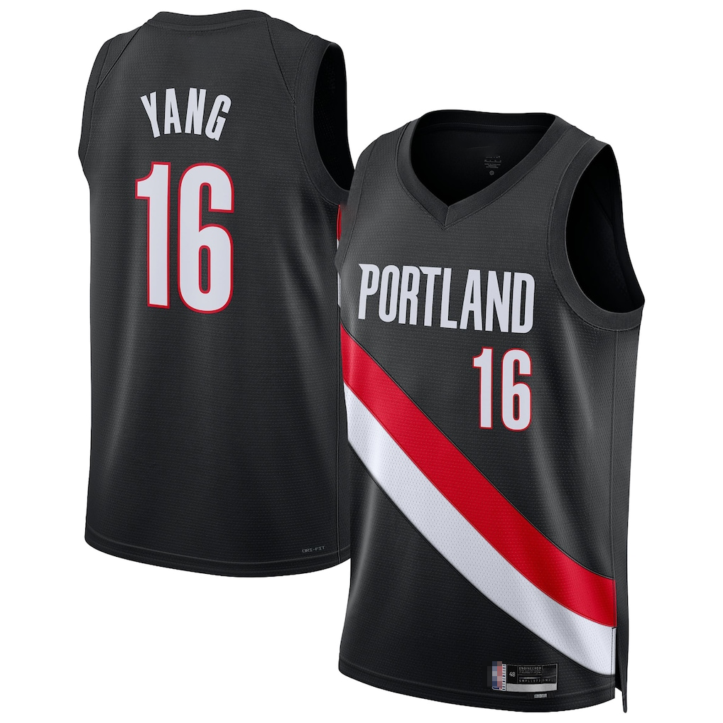 Odoa PT.Blazers #16 Yang Hansen Black Swingman Stitched Jerseys - Icon Edition
