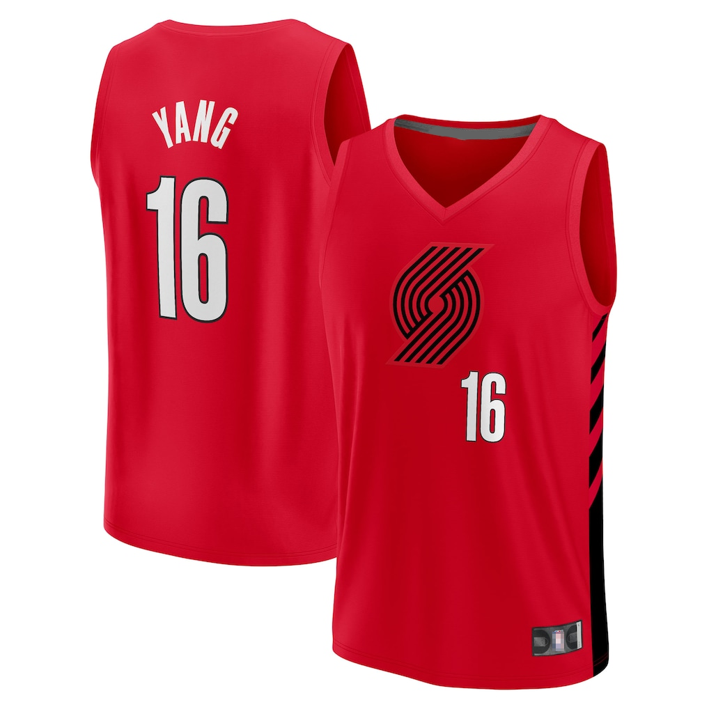 Odoa PT.Blazers #16 Yang Hansen Red Fast Break Replica Stitched Jerseys - Statement Edition