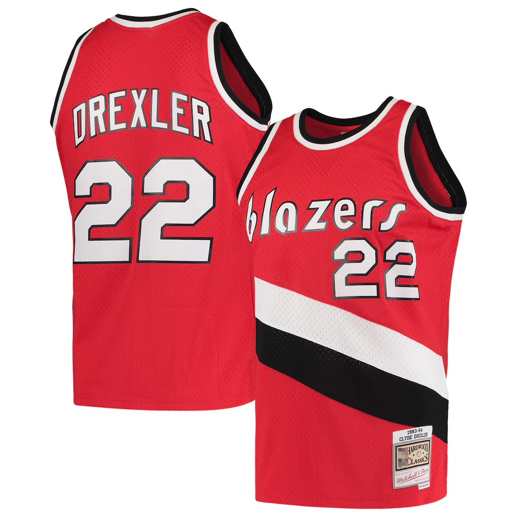 Odoa PT.Blazers #22 Clyde Drexler Mitchell & Ness Red 198384 Hardwood Classics Swingman Stitched Jerseys