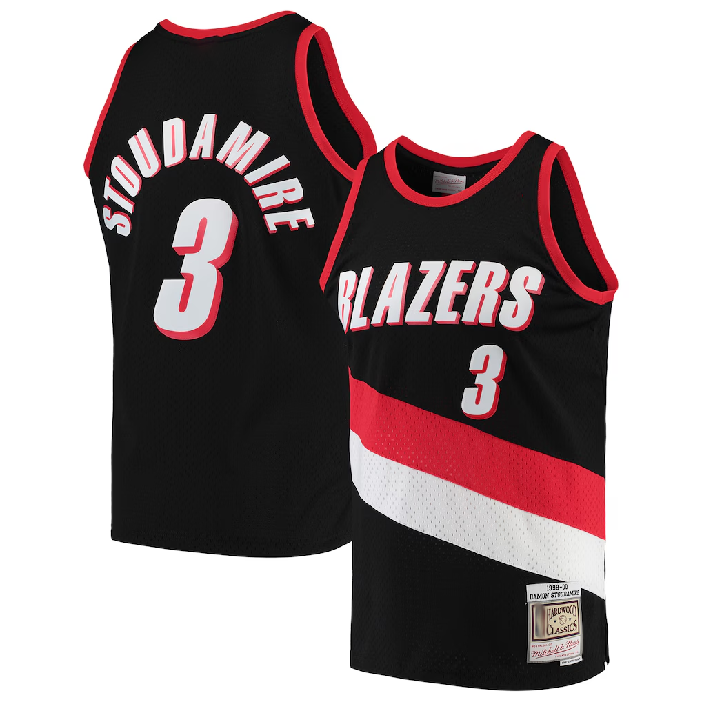 Odoa PT.Blazers #3 Damon Stoudamire Mitchell & Ness Black 199900 Hardwood Classics Swingman Stitched Jerseys