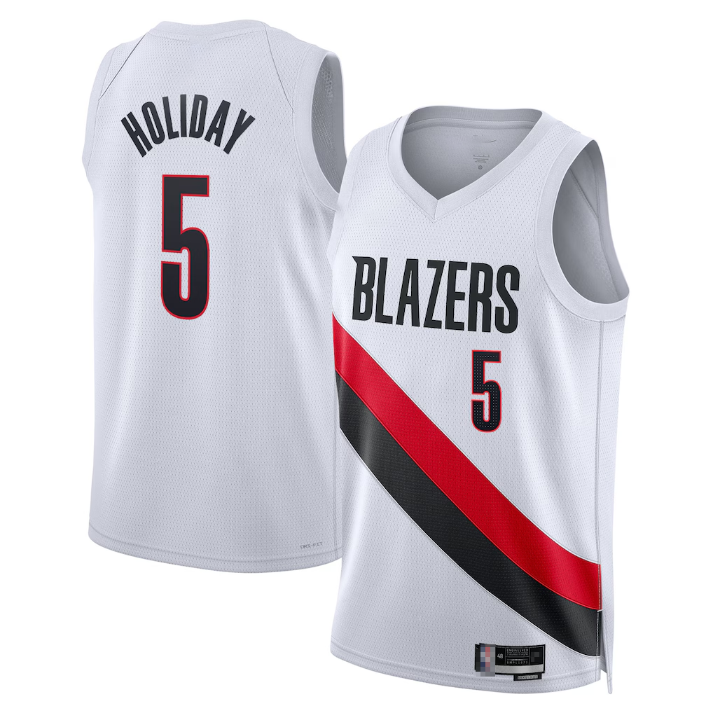 Odoa PT.Blazers #5 Jrue Holiday White Swingman Stitched Jerseys - Association Edition