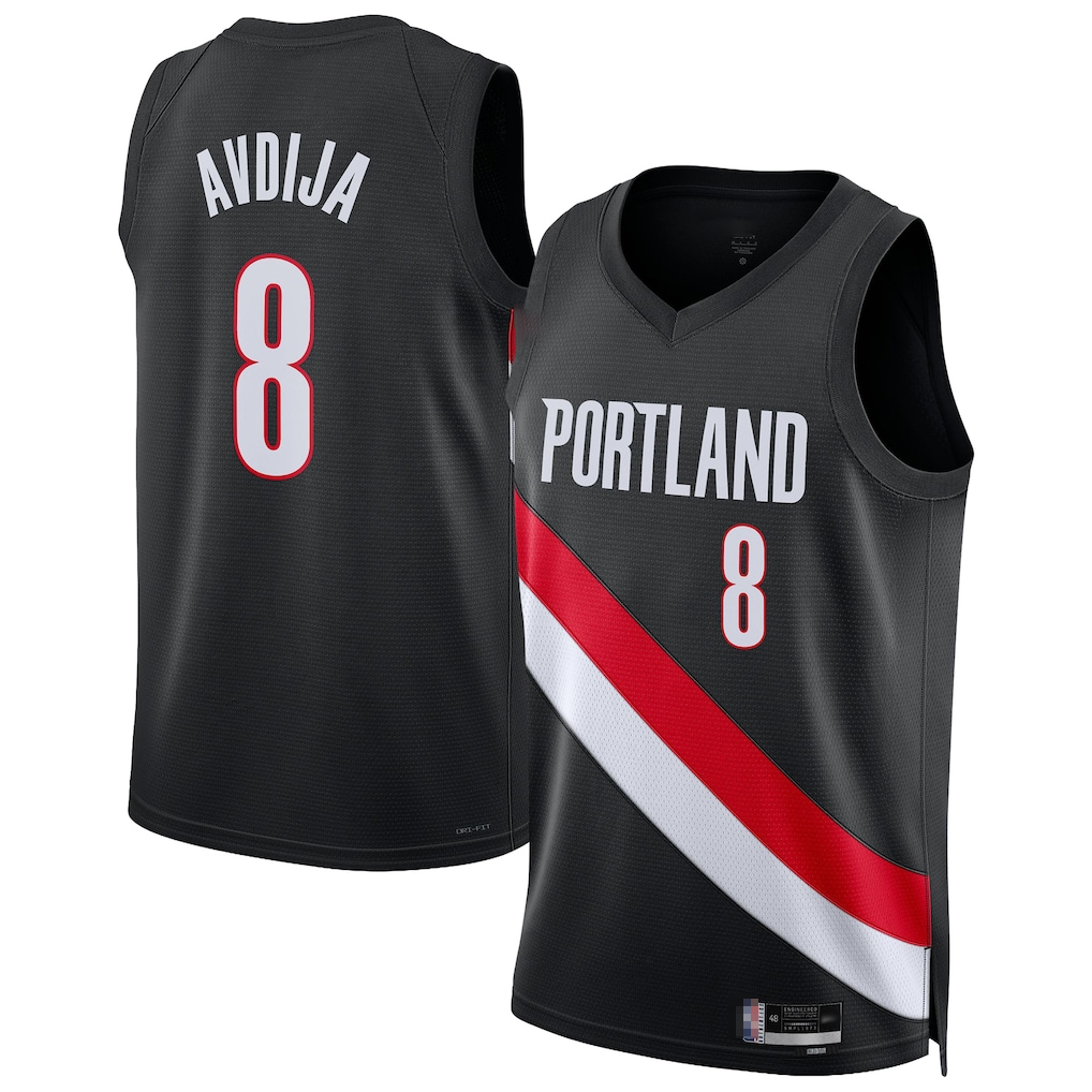 Odoa PT.Blazers #8 Deni Avdija Black Swingman Stitched Jerseys - Icon Edition