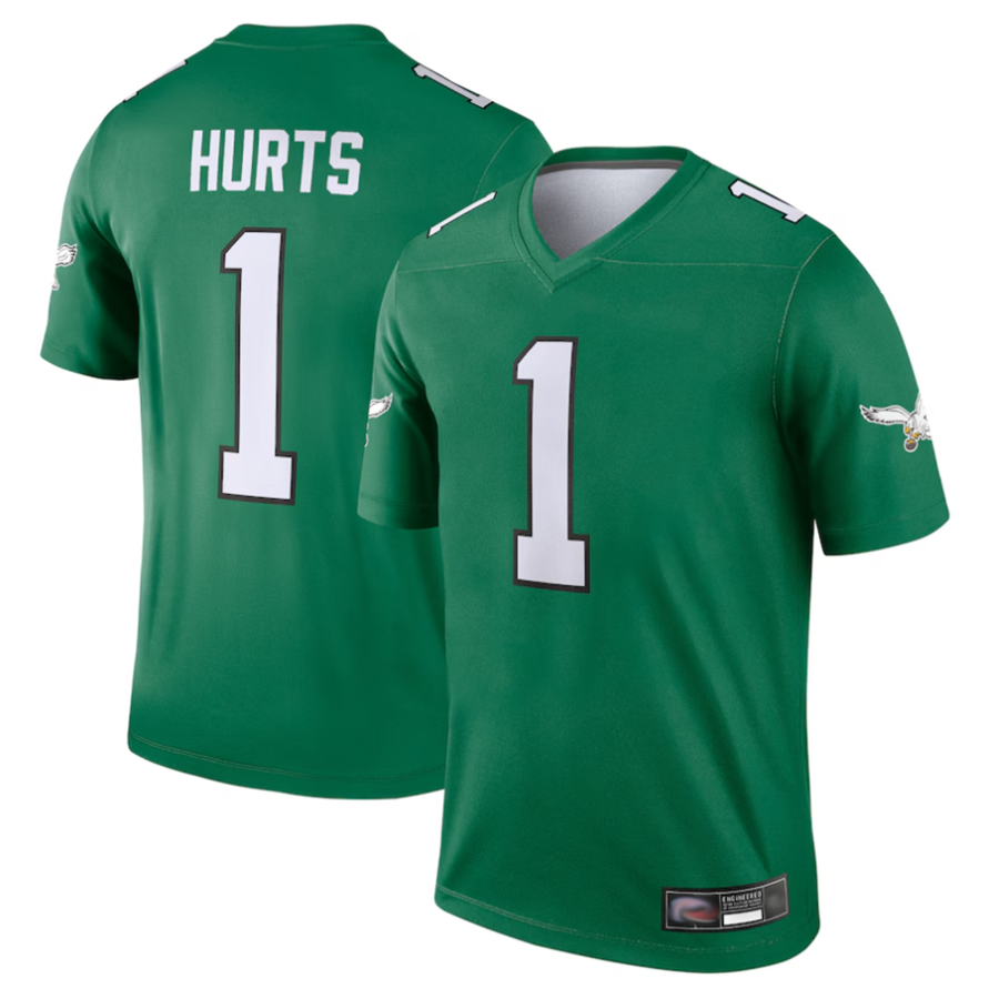Odoa P,Eagles #1 Jalen Hurts Player Kelly Green Legend Stitched Jerseys