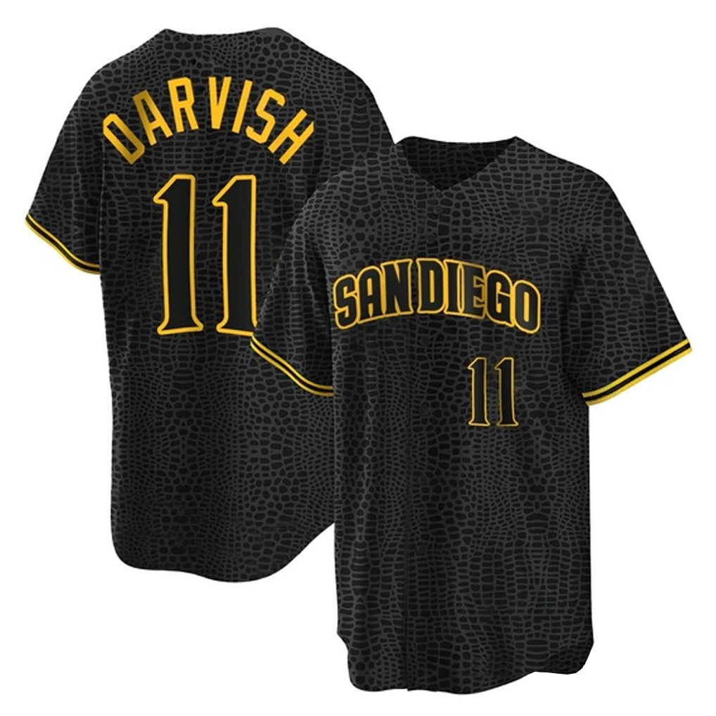 Odoa S.Diego Padres #11 Yu Darvish Player Black Snake Skin City Home Game Stitched Jerseys