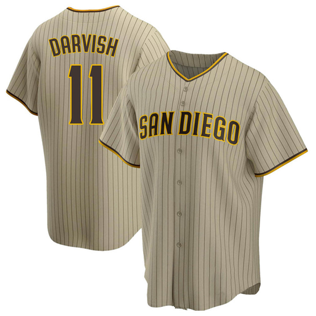 Odoa S.Diego Padres #11 Yu Darvish Player Khaki Home Game Stitched Jerseys