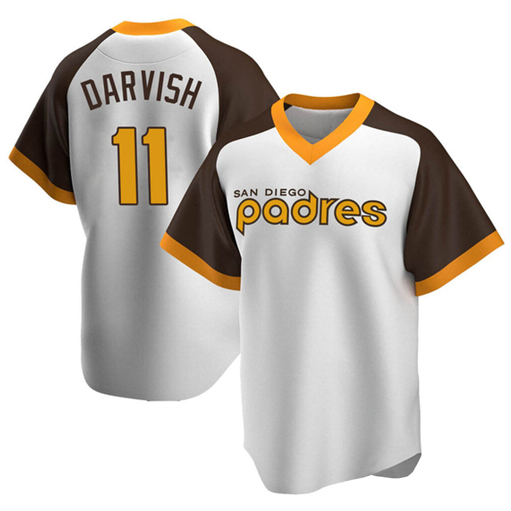Odoa S.Diego Padres #11 Yu Darvish Player White Home Cooperstown Collection Replica Game Stitched Jerseys