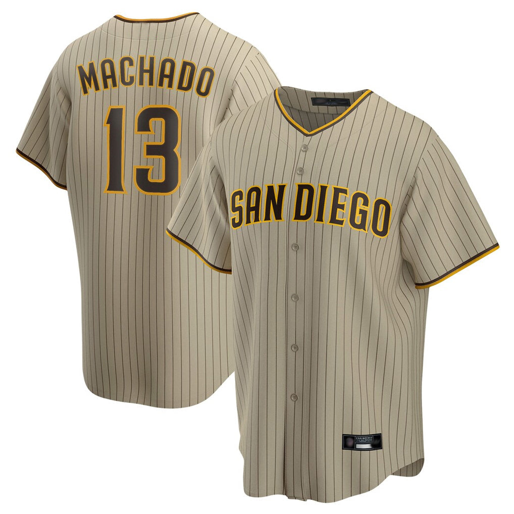 Odoa S.Diego Padres #13 Manny Machado Player Khaki Home Game Stitched Jerseys