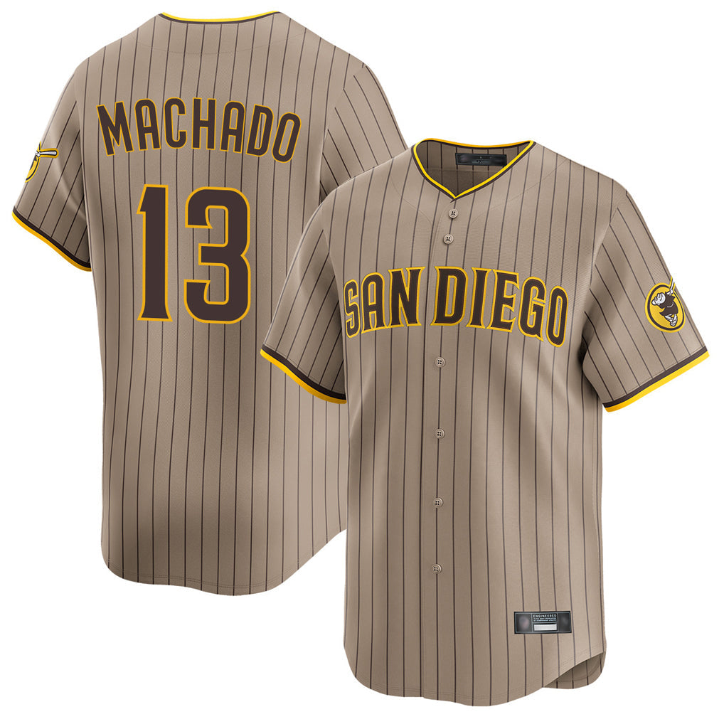 Odoa S.Diego Padres #13 Manny Machado Player Khaki Home Limited Stitched Jerseys
