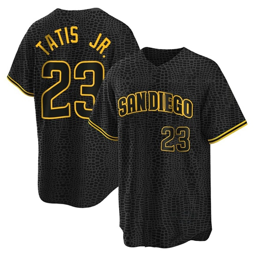 Odoa S.Diego Padres #23 Fernando Tatis Jr Player Black Snake Skin City Home Game Stitched Jersey