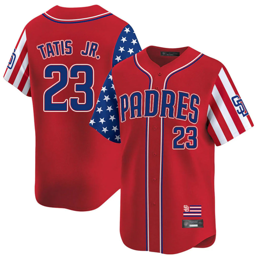 Odoa S.Diego Padres #23 Fernando Tatis Jr Player Red Independence Day Home Limited Stitched Jerseys