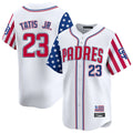 Odoa S.Diego Padres #23 Fernando Tatis Jr Player White Independence Day Home Limited Stitched Jerseys