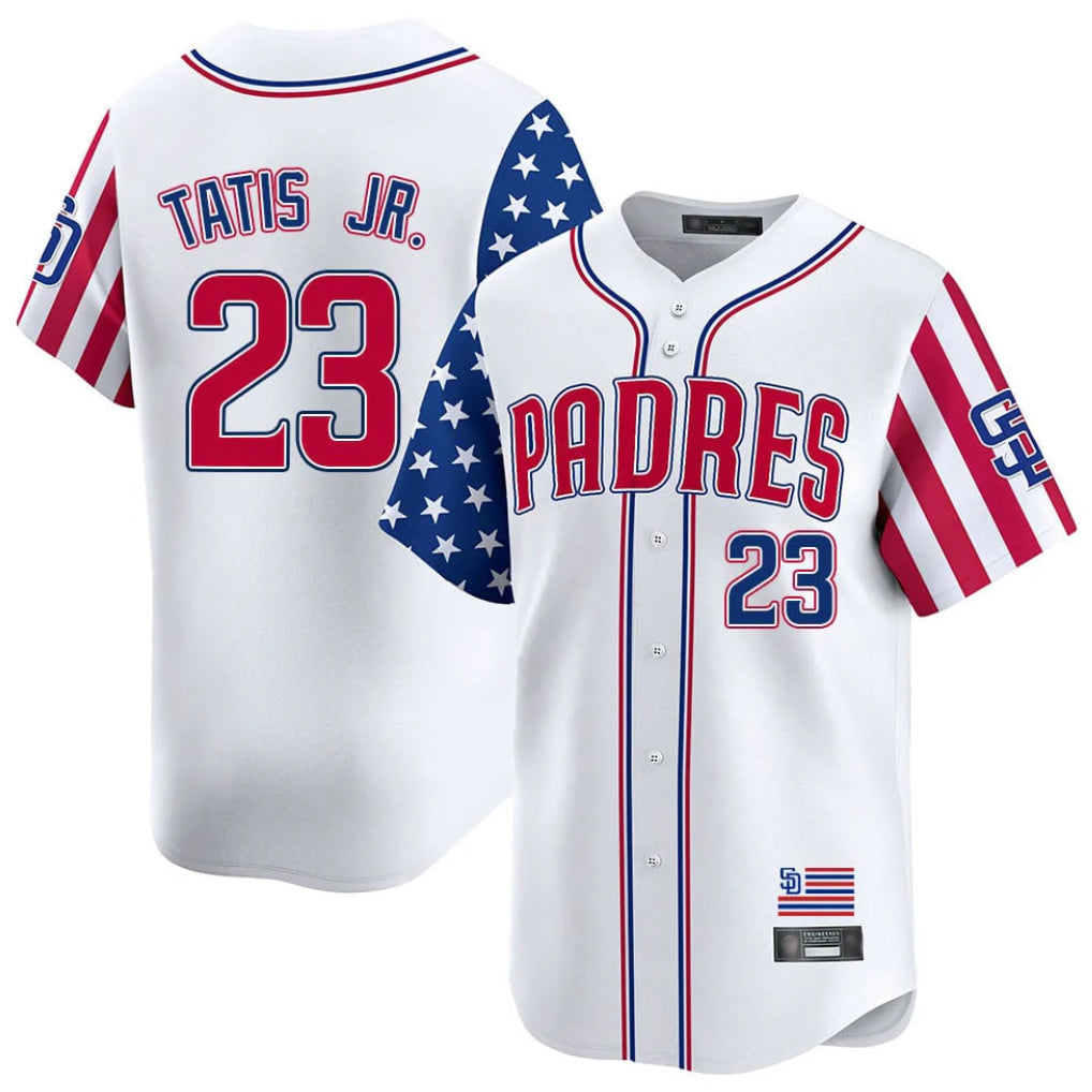 Odoa S.Diego Padres #23 Fernando Tatis Jr Player White Independence Day Home Limited Stitched Jerseys