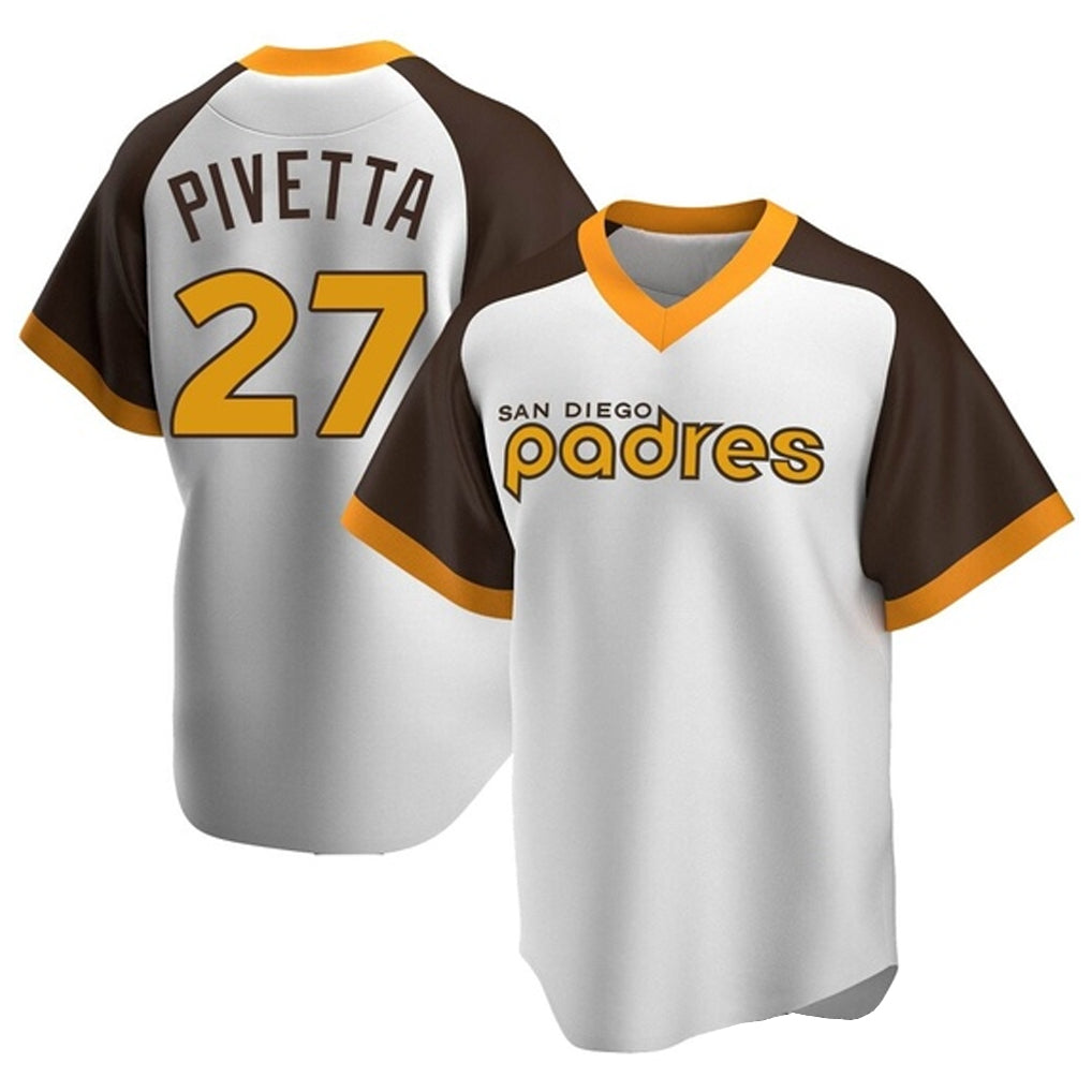 Odoa S.Diego Padres #27 Nick Pivetta Player White Home Cooperstown Collection Replica Game Stitched Jerseys