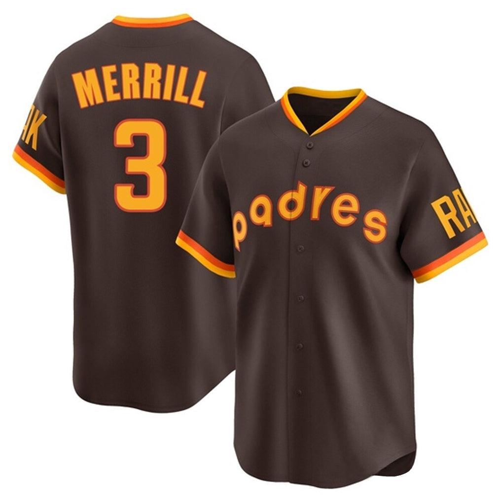 Odoa S.Diego Padres #3 Jackson Merrill Player Brown Home Cooperstown Collection Replica Game Stitched Jerseys
