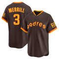 Odoa S.Diego Padres #3 Jackson Merrill Player Brown Home Cooperstown Collection Replica Game Stitched Jerseys