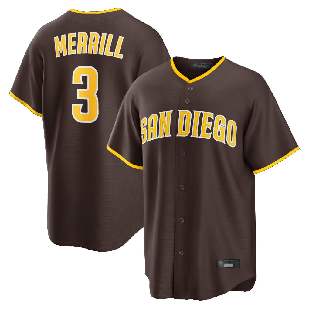 Odoa S.Diego Padres #3 Jackson Merrill Player Brown Home Game Stitched Jerseys
