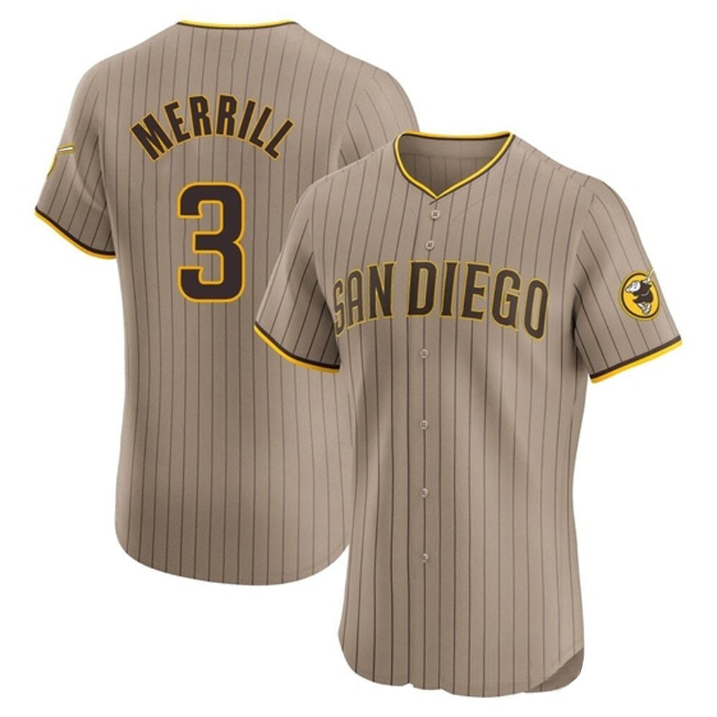 Odoa S.Diego Padres #3 Jackson Merrill Player Khaki Home Limited Elite Stitched Jerseys