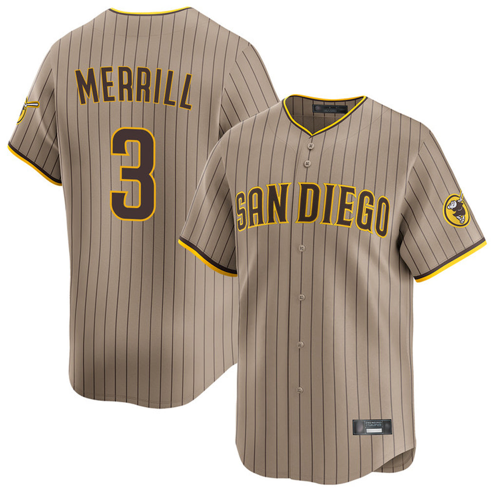 Odoa S.Diego Padres #3 Jackson Merrill Player Khaki Home Limited Stitched Jerseys