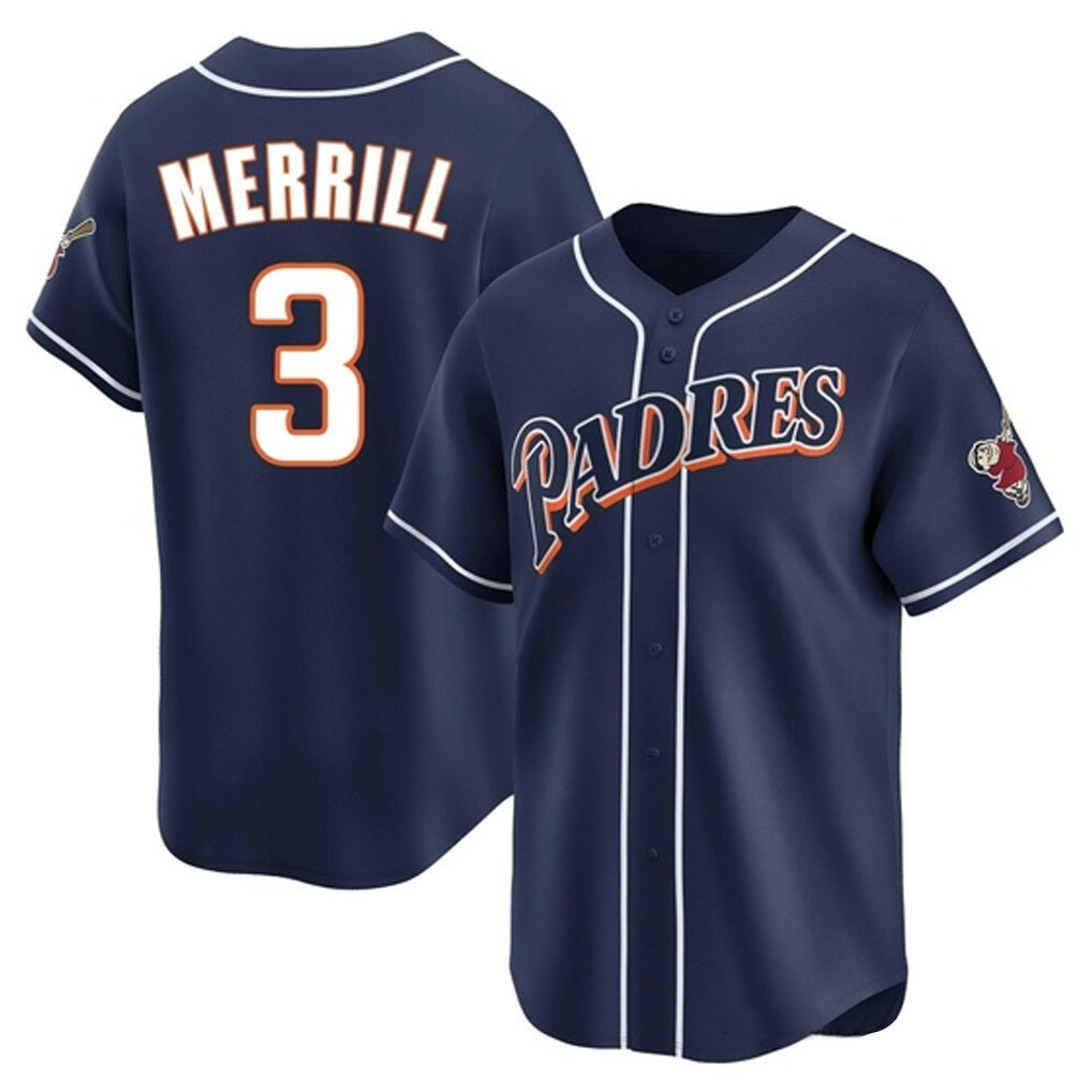 Odoa S.Diego Padres #3 Jackson Merrill Player Navy Cooperstown Collection Limited Home Stitched Jerseys