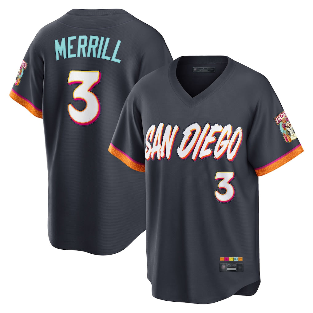 Odoa S.Diego Padres #3 Jackson Merrill Player Obsidian 2026 City Connect Home Limited T-shirt Stitched Jerseys