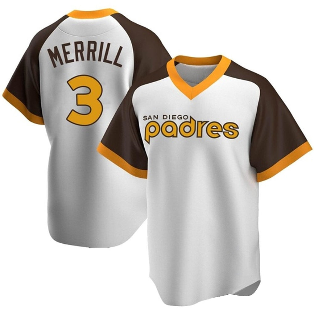 Odoa S.Diego Padres #3 Jackson Merrill Player White Home Cooperstown Collection Replica Game Stitched Jerseys