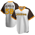 Odoa S.Diego Padres #58 Wandy Peralta Player White Home Cooperstown Collection Replica Game Stitched Jerseys