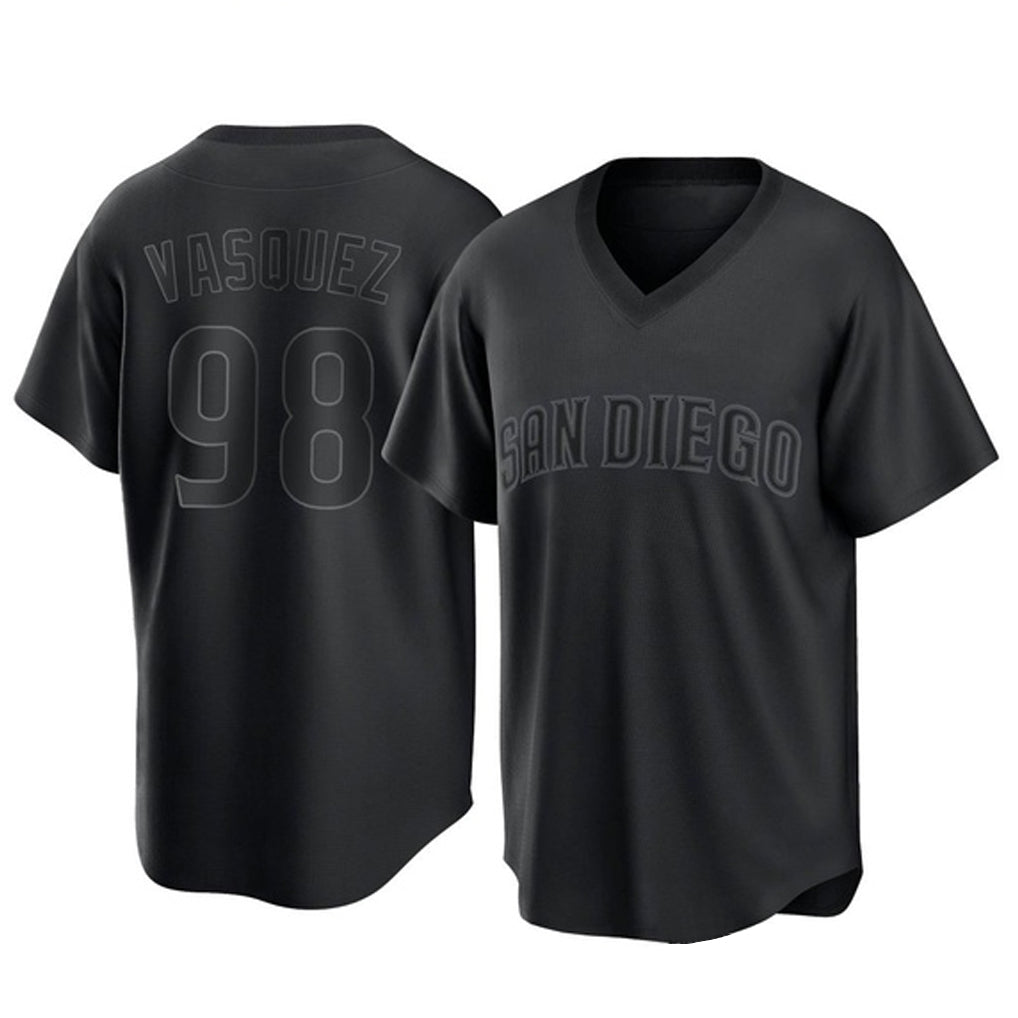 Odoa S.Diego Padres #98 Randy Vasquez Player Black Pitch Fashion Game T-shirt Stitched Jerseys