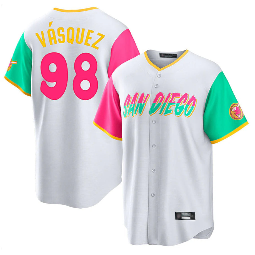 Odoa S.Diego Padres #98 Randy Vasquez Player White City Connect Home Game Stitched Jerseys
