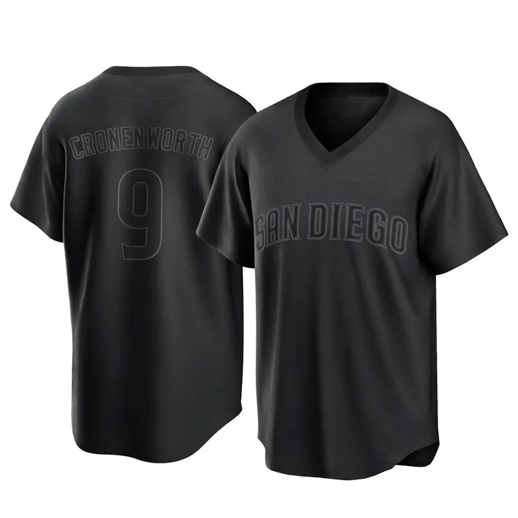 Odoa S.Diego Padres #9 Jake Cronenworth Player Black Pitch Fashion Game T-shirt Stitched Jerseys