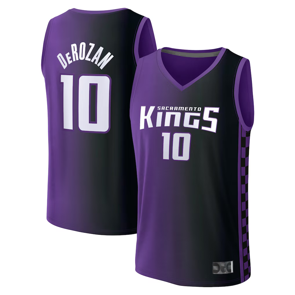Odoa S.Kings #10 DeMar DeRozan Purple Fast Break Replica Stitched Jerseys- Statement Edition