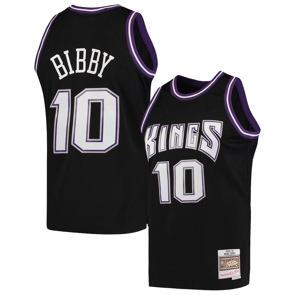 Odoa S.Kings #10 Mike Bibby Mitchell & Ness Black Hardwood Classics Swingman Stitched Jerseys