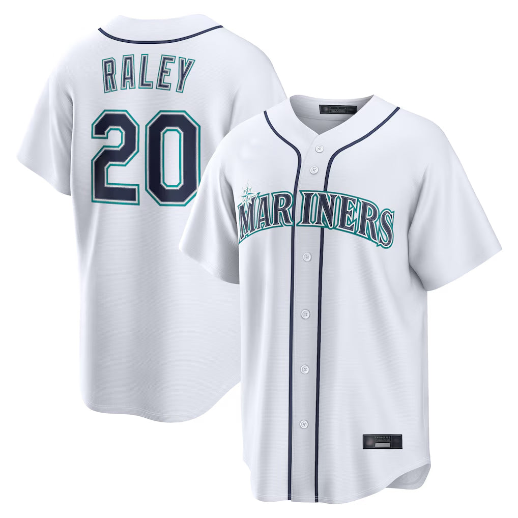 Odoa S.Mariners #20 Luke Raley Player White Home Game Stitched Jerseys