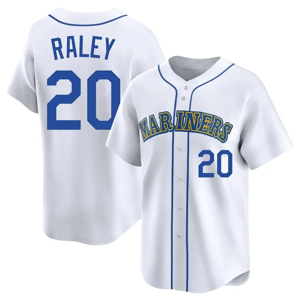 Odoa S.Mariners #20 Luke Raley Player White Throwback Cooperstown Collection Limited Game Stitched Jerseys