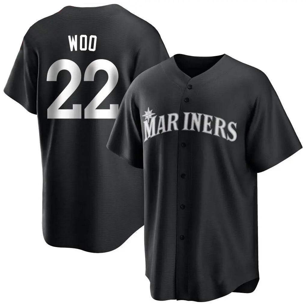 Odoa S.Mariners #22 Bryan Woo Player Black Home Limited Stitched Jerseys