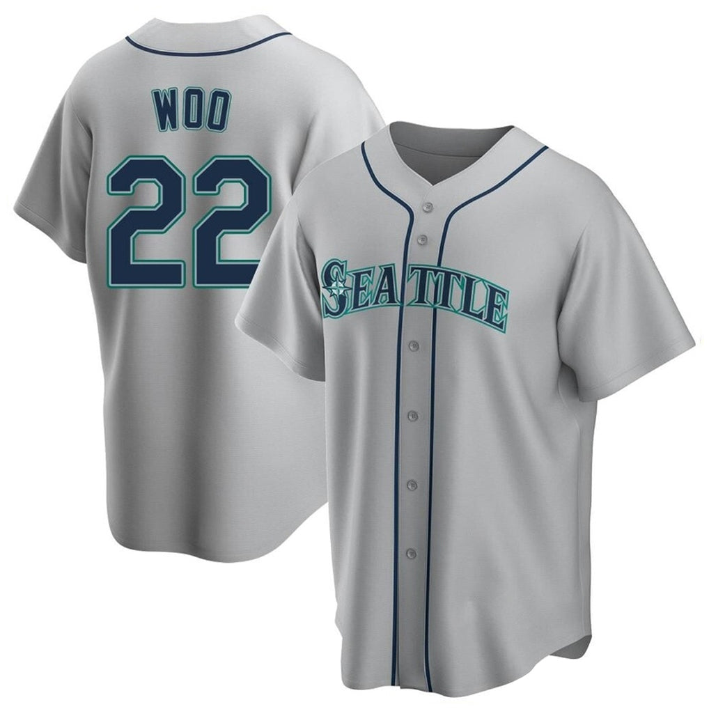 Odoa S.Mariners #22 Bryan Woo Player Gray Home Game Stitched Jerseys