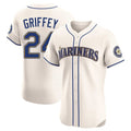 Odoa S.Mariners #24 Ken Griffey Jr Player Cream Home Limited Elite Stitched Jerseys