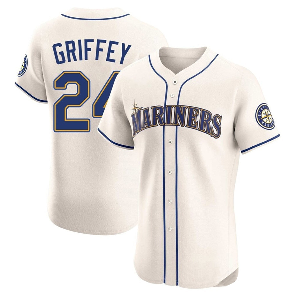 Odoa S.Mariners #24 Ken Griffey Jr Player Cream Home Limited Elite Stitched Jerseys