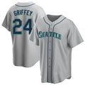 Odoa S.Mariners #24 Ken Griffey Jr Player Gray Home Game Stitched Jerseys