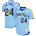 Odoa S.Mariners #24 Ken Griffey Jr Player Light Blue Mitchell & Ness Cooperstown Collection Game Stitched Jerseys