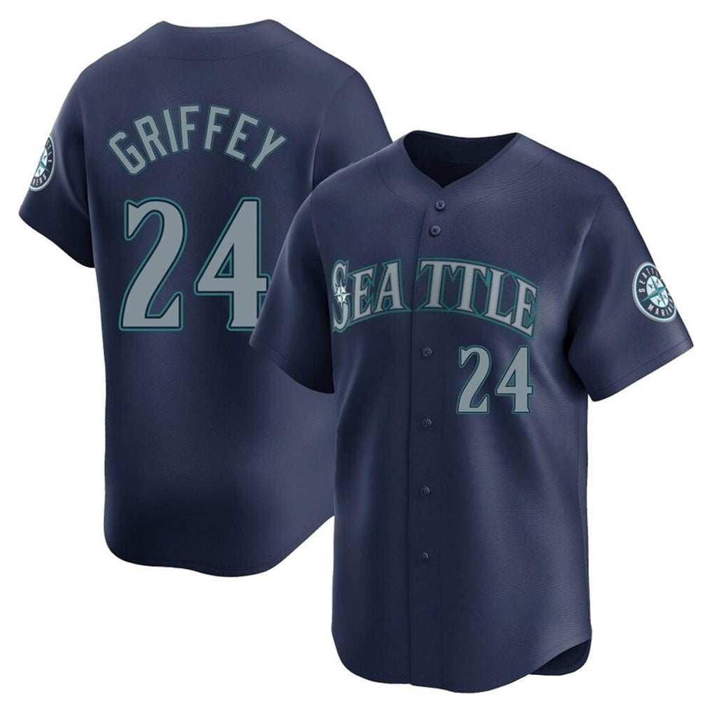 Odoa S.Mariners #24 Ken Griffey Jr Player Navy Home Limited Stitched Jerseys