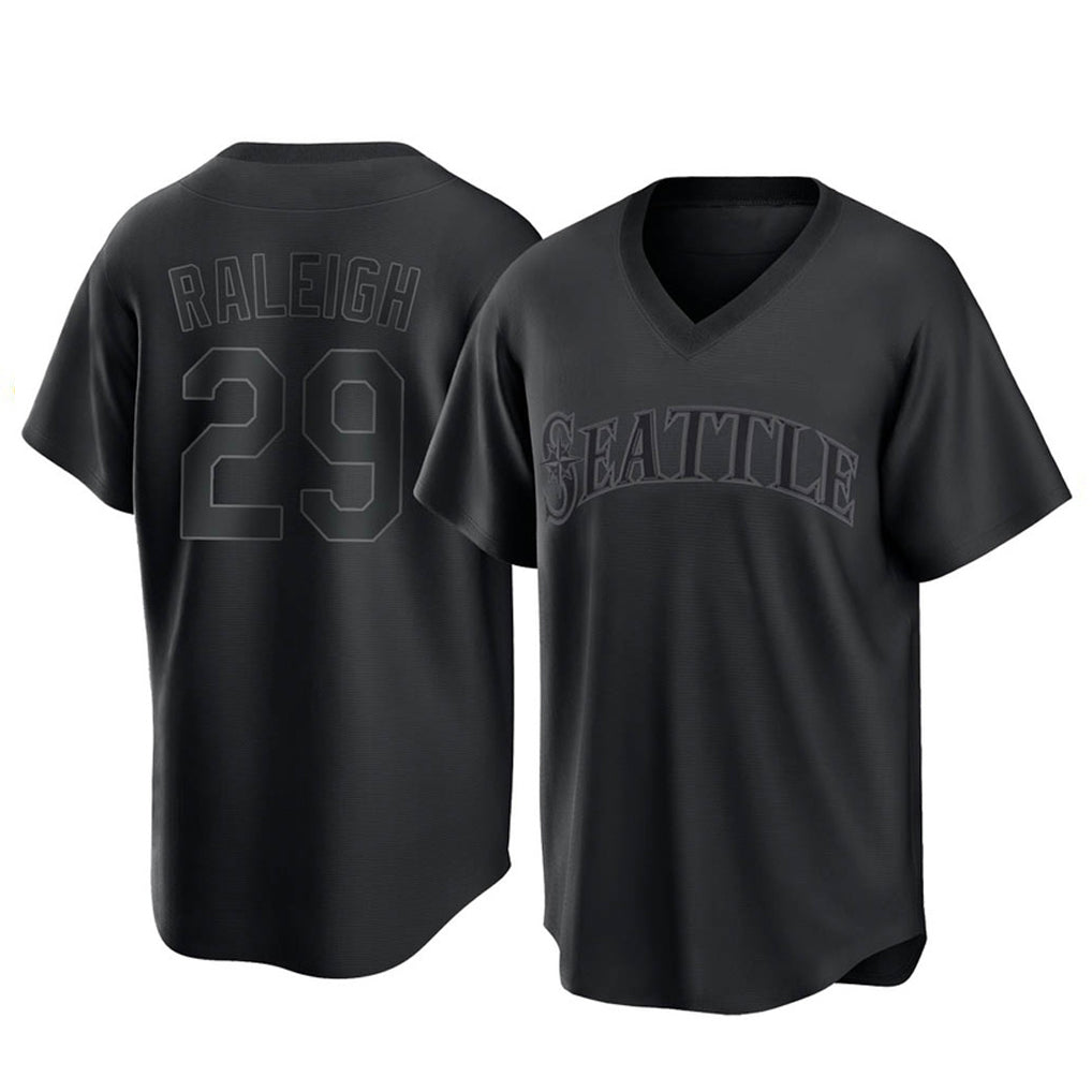 Odoa S.Mariners #29 Cal Raleigh Player Black Replica Fashion T-shirt Stitched Jerseys