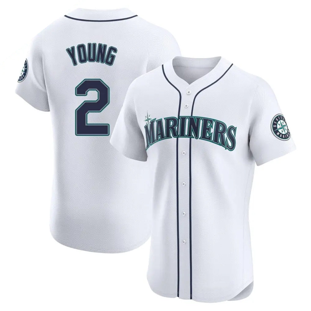 Odoa S.Mariners #2 Cole Young Player White Home Limited Elite Stitched Jerseys